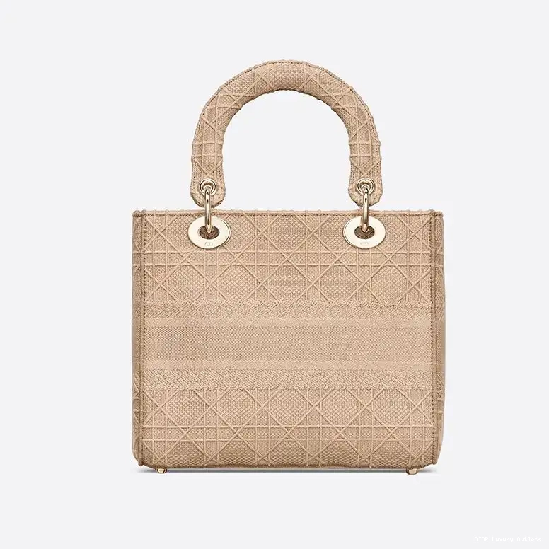 Cheap Medium Canvas Beige D-lite Motif Bag Cannage Lady 0519 Luxury